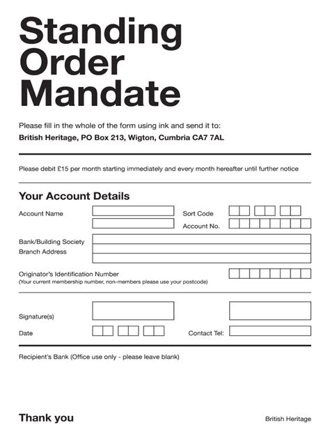 STANDING ORDER FORM